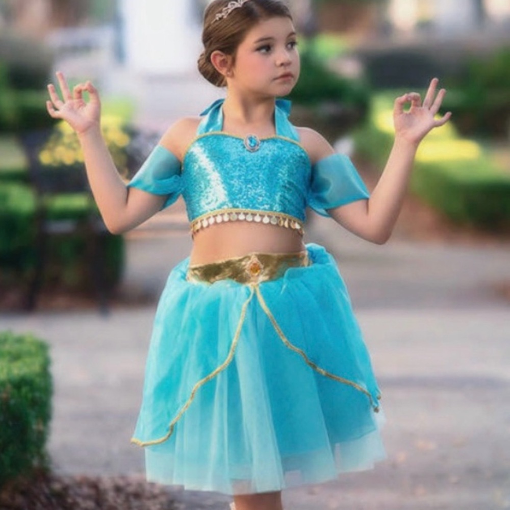 Trish Scully Genie Princess Jasmine Disney Character Costume 3T Gold Teal Blue